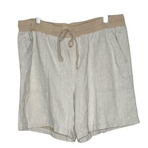 Talbots Beige Linen-Blend Drawstring Bermuda Shorts